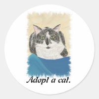 Tuxedo Cat adoptera en reklamstämpel för katt