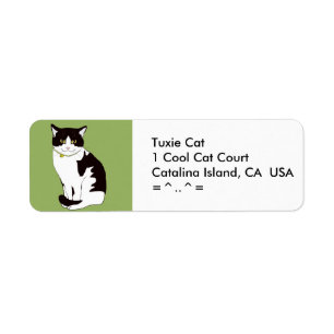 Tuxedo Cat-Adressetiketter Returadress Etikett