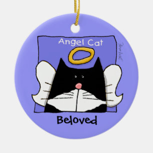 Tuxedo Cat Angel Personalize Julgransprydnad Keramik