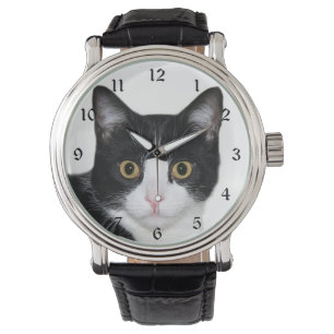 Tuxedo cat ansikte armbandsur
