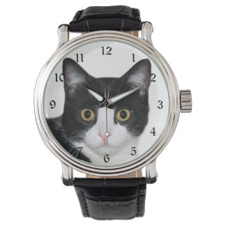 Tuxedo cat ansikte armbandsur