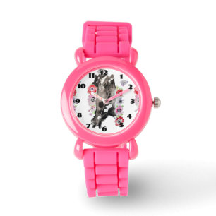 Tuxedo Cat Art Animal Barn Rosa Sparkly Armbandsur