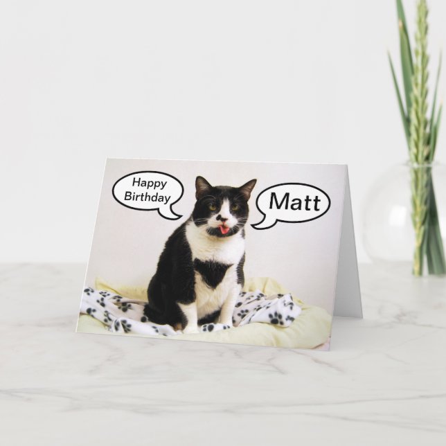 Tuxedo Cat Birthday Matt Humor kort (Framsida)