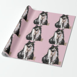 Tuxedo Cat Black and White Cats Baby Rosa Presentpapper