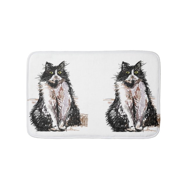 Tuxedo Cat Black and White Cats Pets Bath Mat Badrumsmatta (Framsidan)