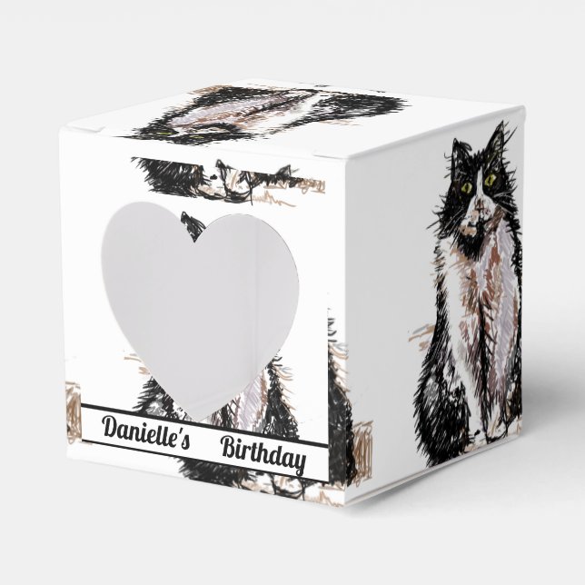 Tuxedo Cat Black Birthday Cats Cake-favoritbox Presentaskar (Framsidan Sidan)