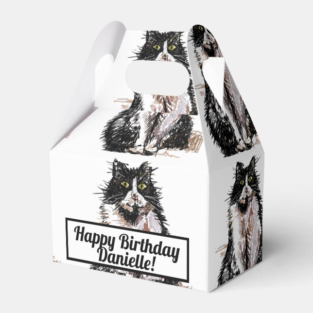 Tuxedo Cat Black Birthday Cats Cake-favoritbox Presentaskar (Framsidan Sidan)