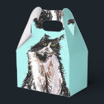 Tuxedo Cat Black White Cats Birthday Turcos Fav Presentaskar<br><div class="desc">Tuxedo Cat Black White Cats Birthday Turquise Cake Box. En strålande produkt som är gjord av mina ursprungliga vattenfärgade färger.</div>