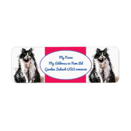 Tuxedo Cat Black White Red-Returetiketter Returadress Etikett