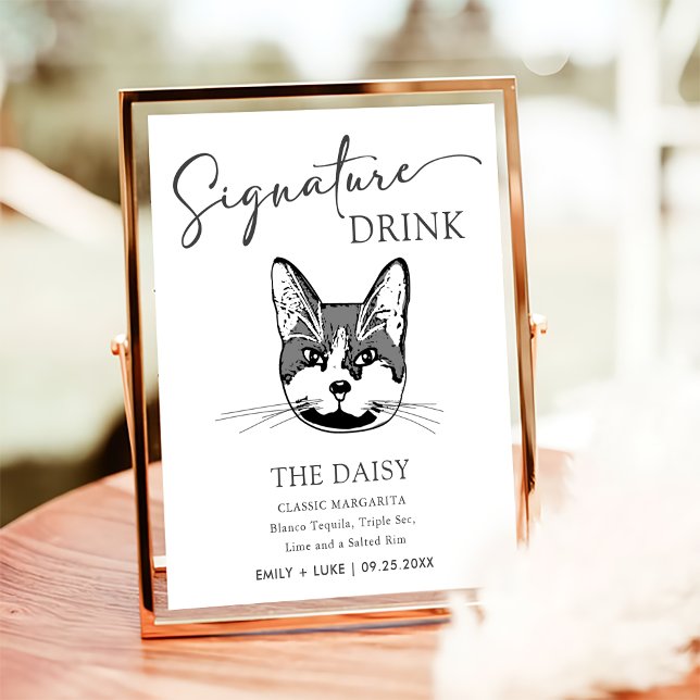 Tuxedo Cat Bröllop Namnteckning Drink-tecken Poster (Skapare uppladdad)