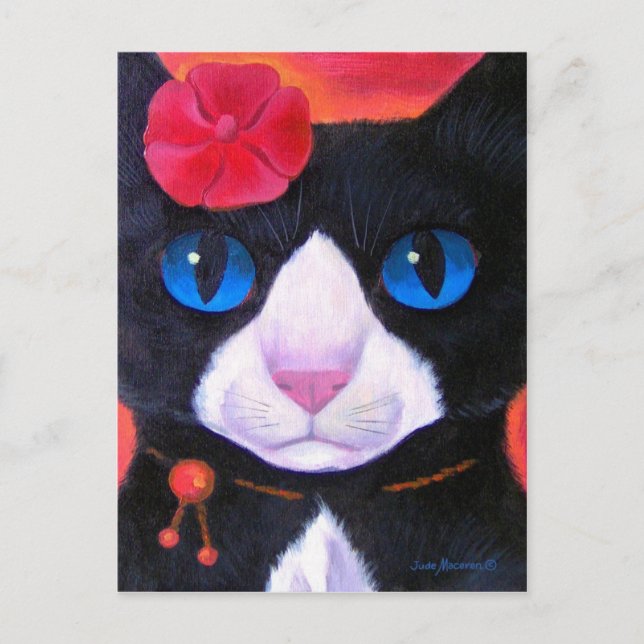 Tuxedo Cat Butterfly Painting - Multi Vykort (Framsida)