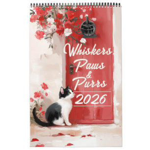 Tuxedo Cat Calendar 2026 - Black and White Cat Art Kalender