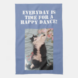 Tuxedo Cat cat Lycklig Dance Photo Kitchen Towel Kökshandduk
