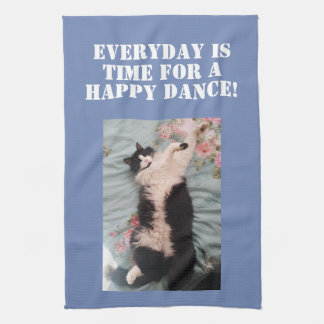 Tuxedo Cat cat Lycklig Dance Photo Kitchen Towel Kökshandduk