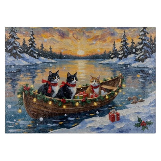 Tuxedo Cat Christmas Boat Holiday (Framsidan)