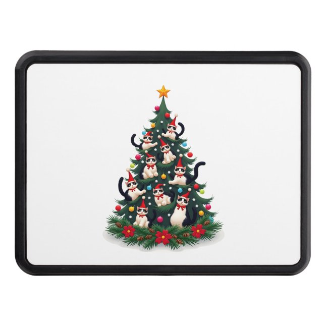 Tuxedo Cat Christmas Tree Tuxedo Cat Lights Xmas M Dragkroksskydd (Framsidan)