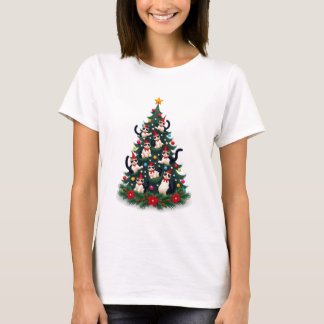 Tuxedo Cat Christmas Tree Tuxedo Cat Lights Xmas M T Shirt