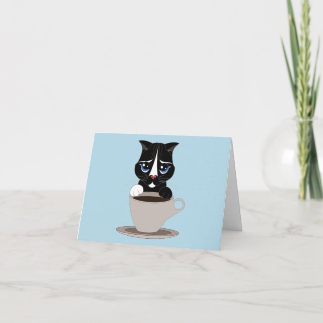 TUXEDO CAT COFFEE CAT ART NOTE CART ANTECKNINGSKORT (Framsida)