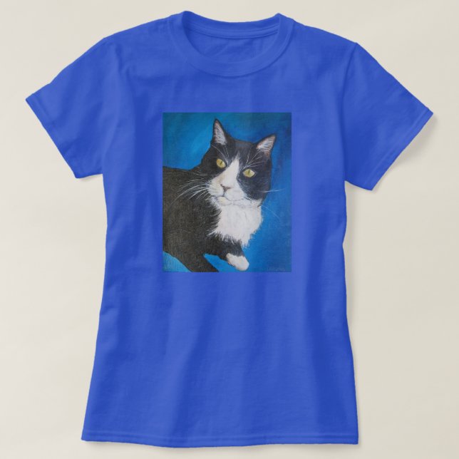 Tuxedo Cat Coola Pet Clothing Anpassningsbar Art S T Shirt (Design framsida)