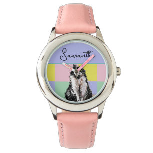 Tuxedo Cat Cute Cats Black White Pastel Rainbow Armbandsur