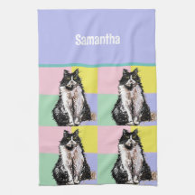 Tuxedo Cat Cute Cats Black White Pastel Rainbow