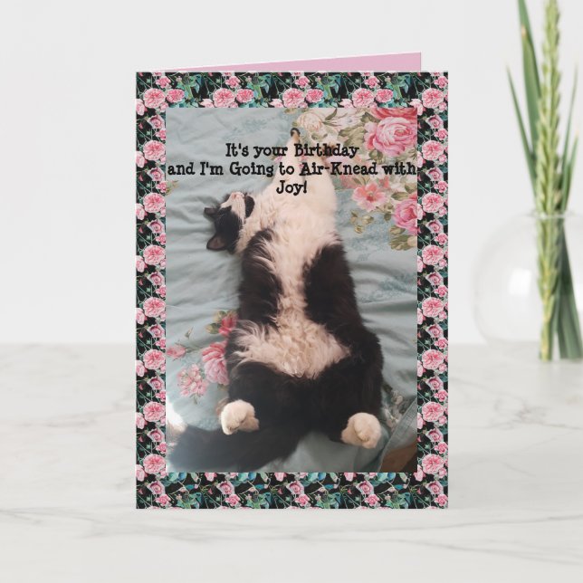 Tuxedo Cat Cute Funny Luft Kneading Cats Ro Card Kort (Framsida)