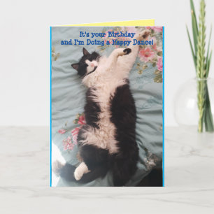 Tuxedo Cat Cute Funny Lycklig Dance Cats Card Kort