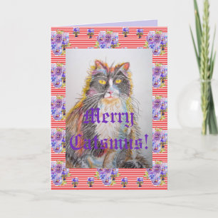 Tuxedo Cat Cute Funny Merry Catsmus-kort Kort