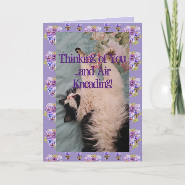 Tuxedo Cat Cute Funny Quote Luft Kneading Card Kort (Framsida)