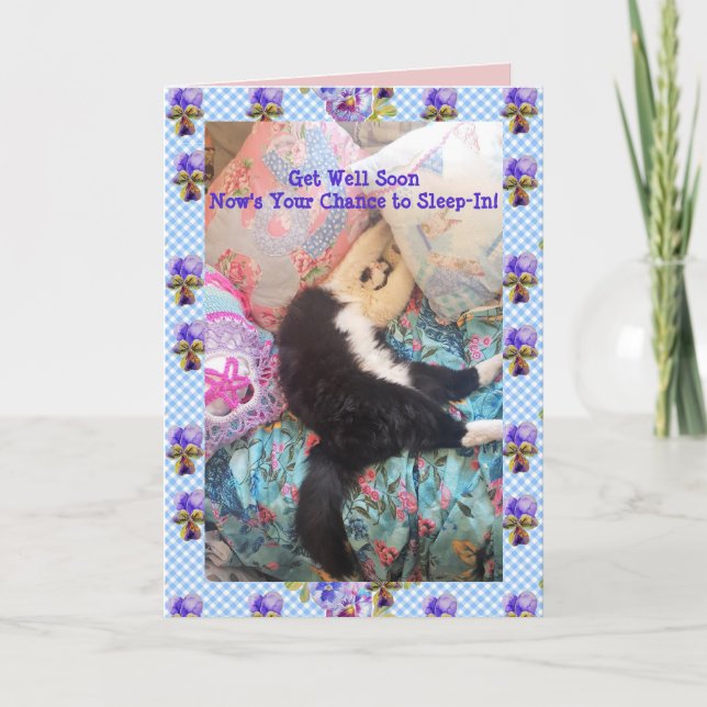 Tuxedo Cat Cute Funny Sleeping Cats-kort Kort (Framsida)