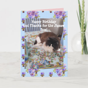 Tuxedo Cat Cute Funny Sleeping Jigszawatkort Kort