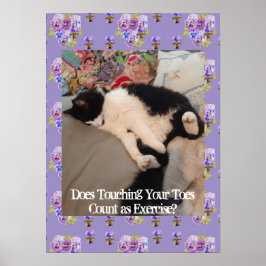 Tuxedo Cat Cute Funny Touching Toes Poster