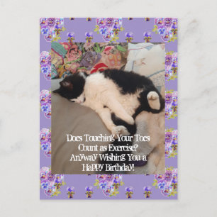 Tuxedo Cat Cute Grattis på födelsedagen Toes-vykor Vykort