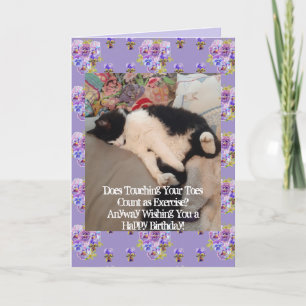 Tuxedo Cat Cute Grattis på födelsedagen Touching T Kort