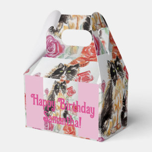 Tuxedo Cat Cute Rosor Flowers Cats Watercolor Ro Presentaskar