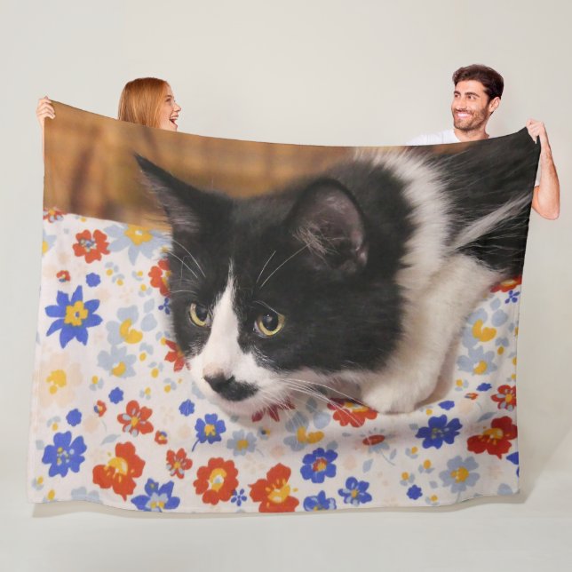 Tuxedo Cat Fleecefilt (På plats)