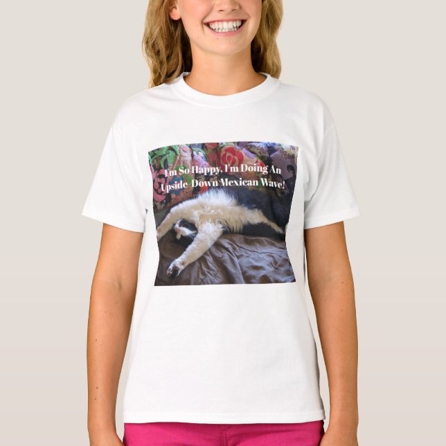Tuxedo Cat Funny Cute gör en mexikansk vågcitat T Shirt (Framsida)