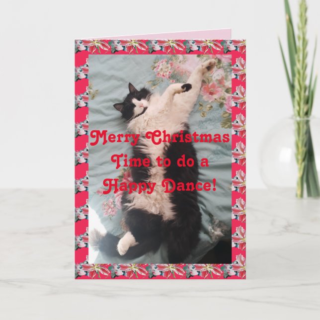 Tuxedo Cat Funny God jul Lycklig Dance Card Kort (Framsida)