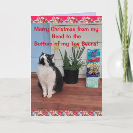 Tuxedo Cat Funny God jul Toe Bean Card Kort