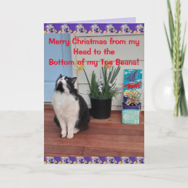 Tuxedo Cat Funny God jul Toe Bean Card Kort