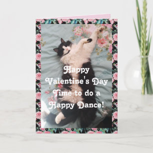 Tuxedo Cat Funny Happy Valentine Day Dance Card Kort