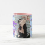 Tuxedo Cat Funny Lycklig Dance Birthday Mugg Blue<br><div class="desc">Tuxedo Cat Funny Lycklig Dance Birthday Mugg Lila A foto- och blommigt design. Ett måste för alla kattälskare!</div>