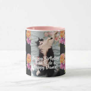 Tuxedo Cat Funny Lycklig Dance Birthday Mugg Rosor