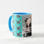 Tuxedo Cat Funny Lycklig Dance Birthday Mugg Tabbi<br><div class="desc">Tuxedo Cat Funny Lycklig Dance Birthday Mugg Tabbies i en Lila bakgrund. En foto- och blommigt-design. Ett måste för alla kattälskare!</div>