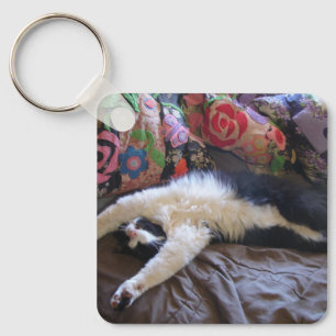 Tuxedo Cat Funny Mexican Wave Cute Birthday Nyckel Nyckelring