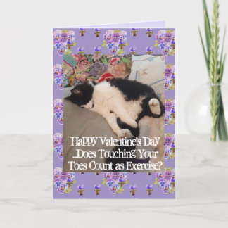 Tuxedo Cat Funny Touching Toes Valentines Day Kort
