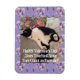 Tuxedo Cat Funny Touching Toes Valentines Day Magnet
