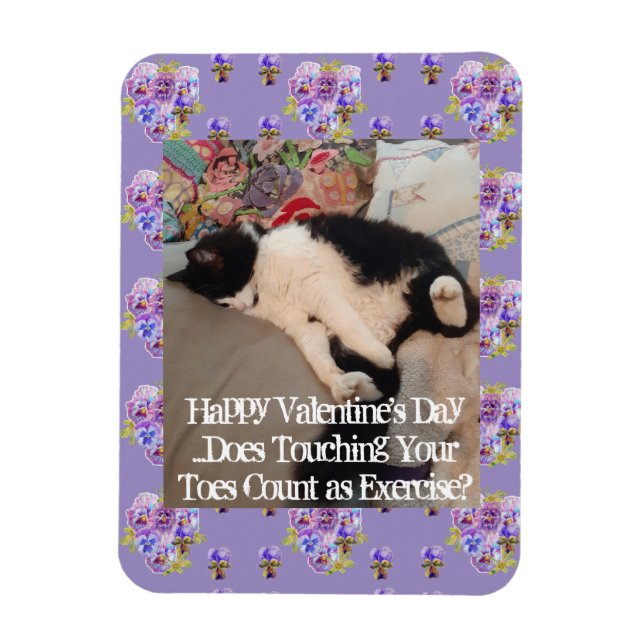 Tuxedo Cat Funny Touching Toes Valentines Day Magnet (Vertikal)