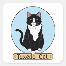 Tuxedo Cat Fyrkantigt Klistermärke