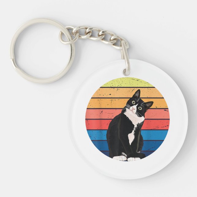 Tuxedo Cat Gift Retro Färg för Djur älskare (Framsidan)